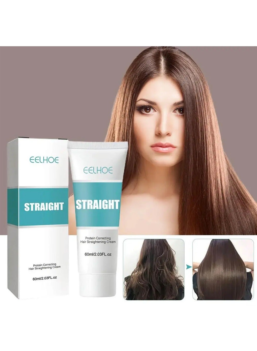 Protein Hair Straightening Cream Hair Smoothing Straightener Cream Silk & Gloss Hair Care Cream Natural for Curly Damaged Hair Straightening Lotion