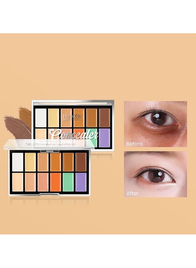 IMAGIC 12-Color Concealer Palette | Professional Creamy Formula for Contouring, Highlighting & Correcting | Full-Coverage, Blendable Shades