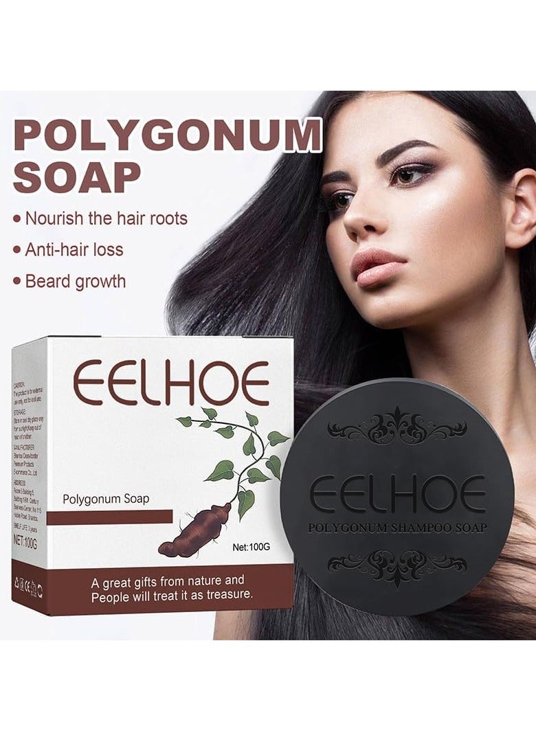 Black & Thick Hair Fallopia Multiflora Shampoo Bar, He Shou Wu Shampoo Soap, Hair Growth Polygonum Shampoo Bar, for Thinning Hair And Hair Loss