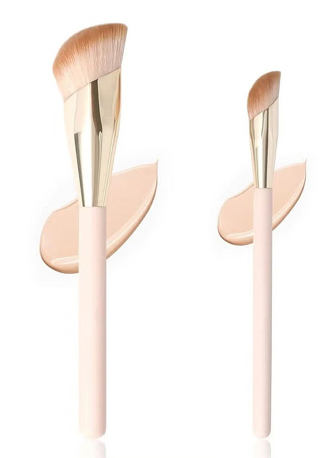 2 PCS Concealer Brush, Angled Concealer Brushes For Under Eye, Precision Face Blending Blush Brush, Foundation Concealer For Dark Circles, Make Up Nose Contour Brush Applicator