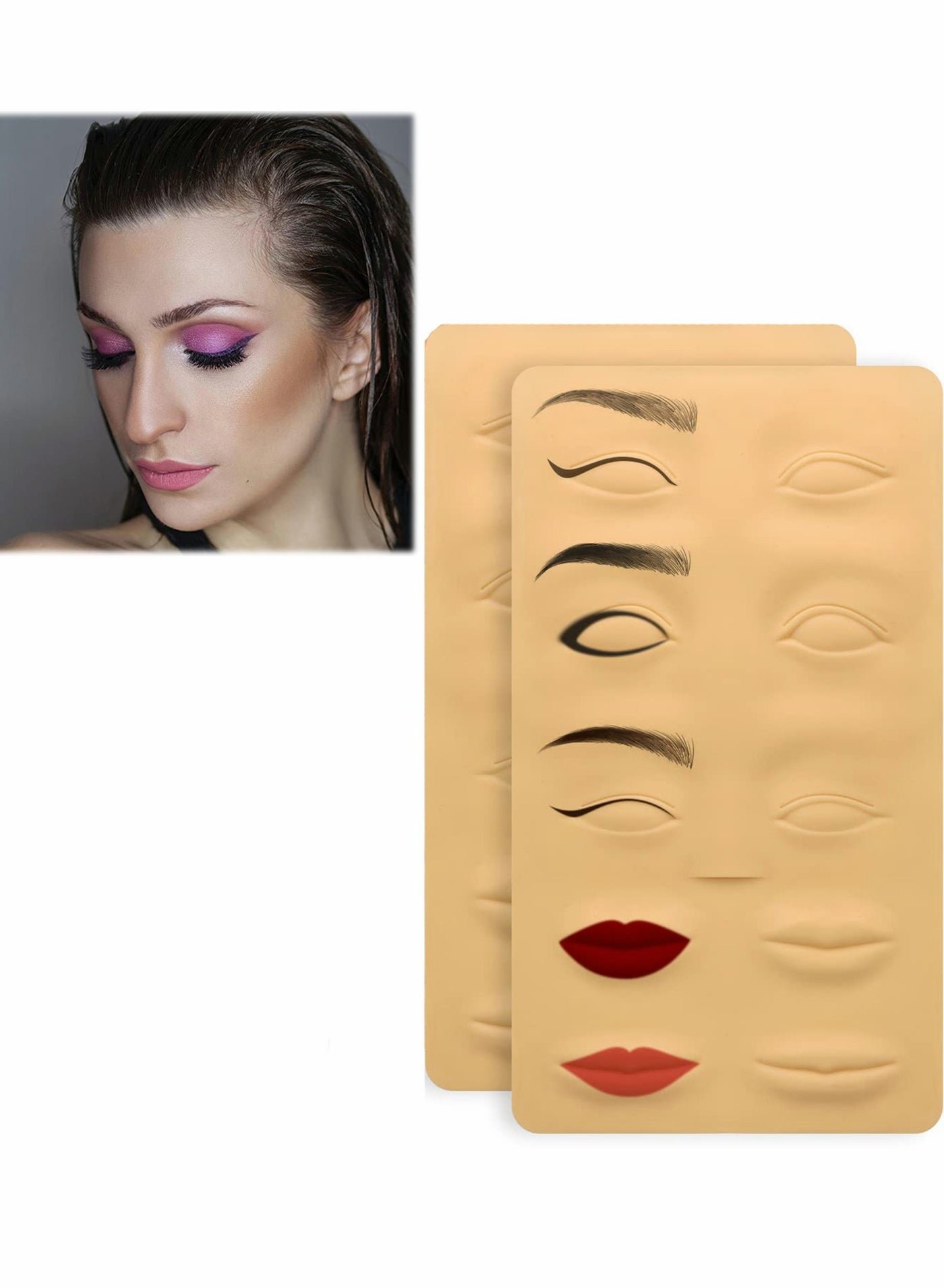 2 PCS 3D Microblading Practice Skin for Eyebrows Lips Permanent Cosmetic Makeup Training Fake Beginners and Experienced Artists