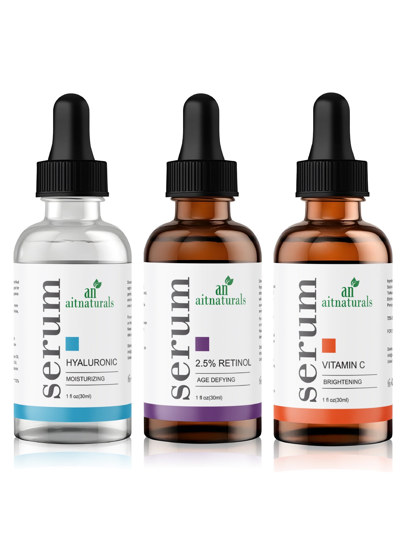 Anti Aging Set with Vitamin C Retinol and Hyaluronic Acid Serum, (Each 30ml)