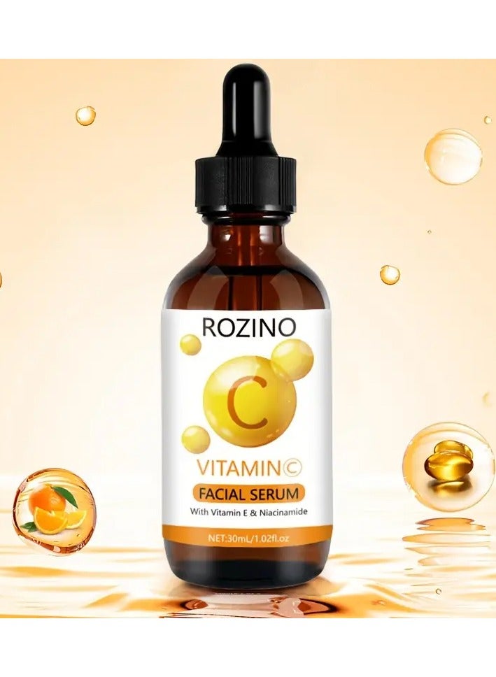 ROZINO Vitamin C Facial Serum with Glycerin - Hydrating, Moisturizing & Revitalizing, Hypoallergenic, Suitable for All Skin Types, Unisex-Adult, Pure & Gentle Formula