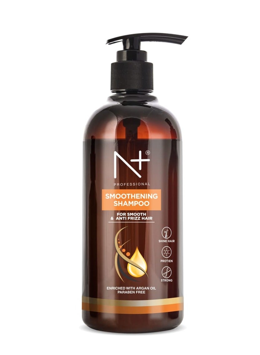 N PLUS Professional Smoothening Shampoo, For Smooth & Anti Frizz Hair, Enriched With Argan Oil, Paraben Free, 1 Count