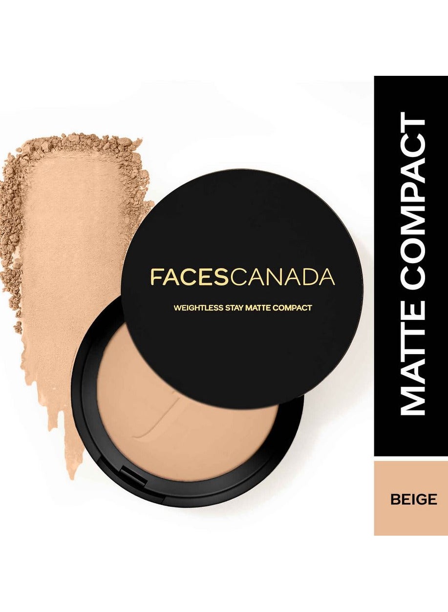 Weightless Stay Matte Compact Beige-03, 9gm | SPF20 | Prevents Acne | Blends Effortlessly | Pressed Powder For All Skin Types