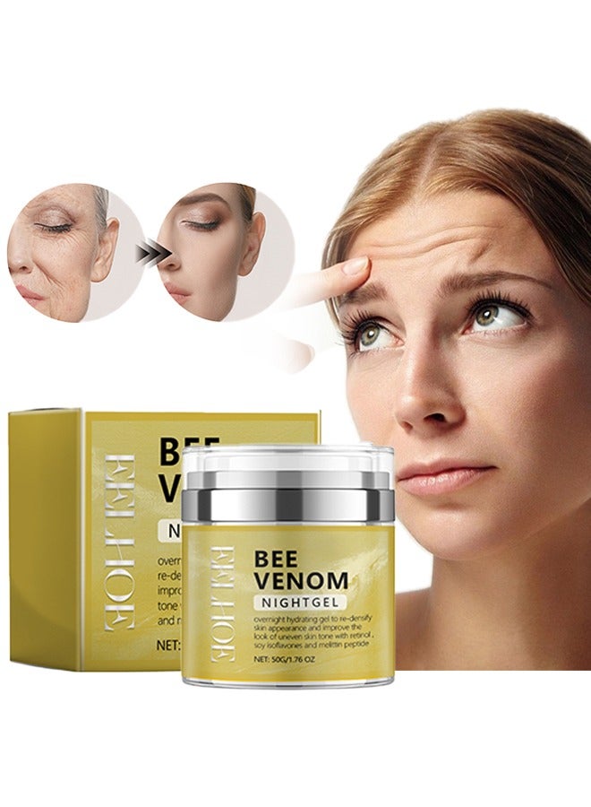 Bee Venom Night Gel,Anti-Aging Bee Venom Facial Gel Moisturizer,Anti-Wrinkle Cream,Firming Face Cream,Facial Moisturizer with Collagen and Hyaluronic Acid,Anti-Wrinkle Reduce Fine Lines