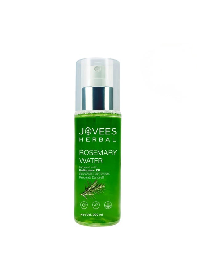 Jovees Herbal Rosemary Water 200ml | 100% Natural Rosemary Hair & Scalp Spray | Promotes Hair Growth, Reduces Hair Fall, Strengthens Roots & Refreshes Scalp