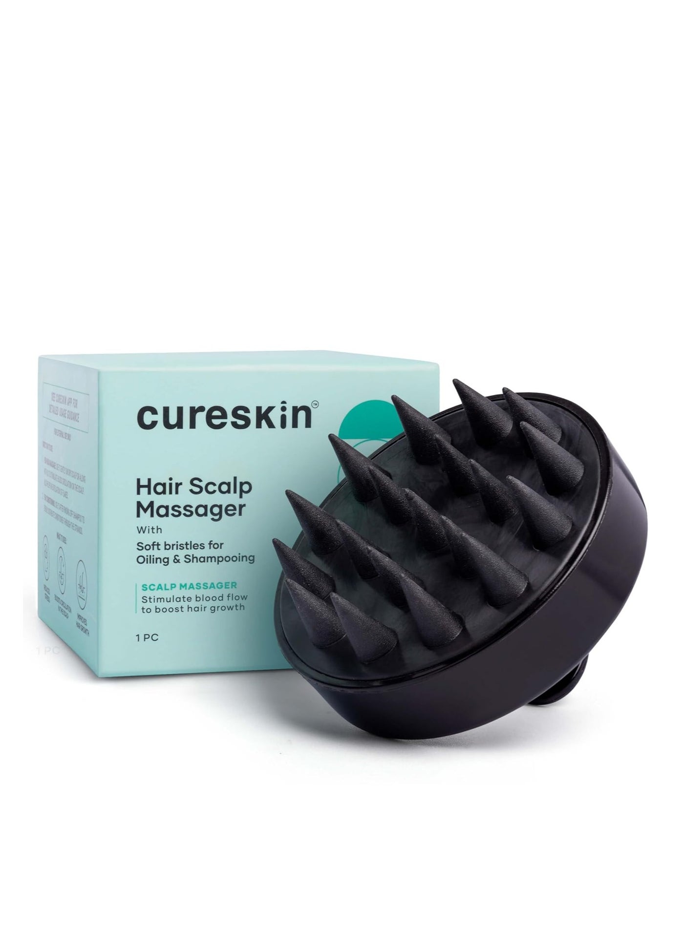 Cureskin Head Massager with Medical-Grade Silicone Bristles | Hair Massager for Hair Growth | Scalp Massager Shampoo Hair Brush, Exfoliating, Oil Massage, Anti-Dandruff