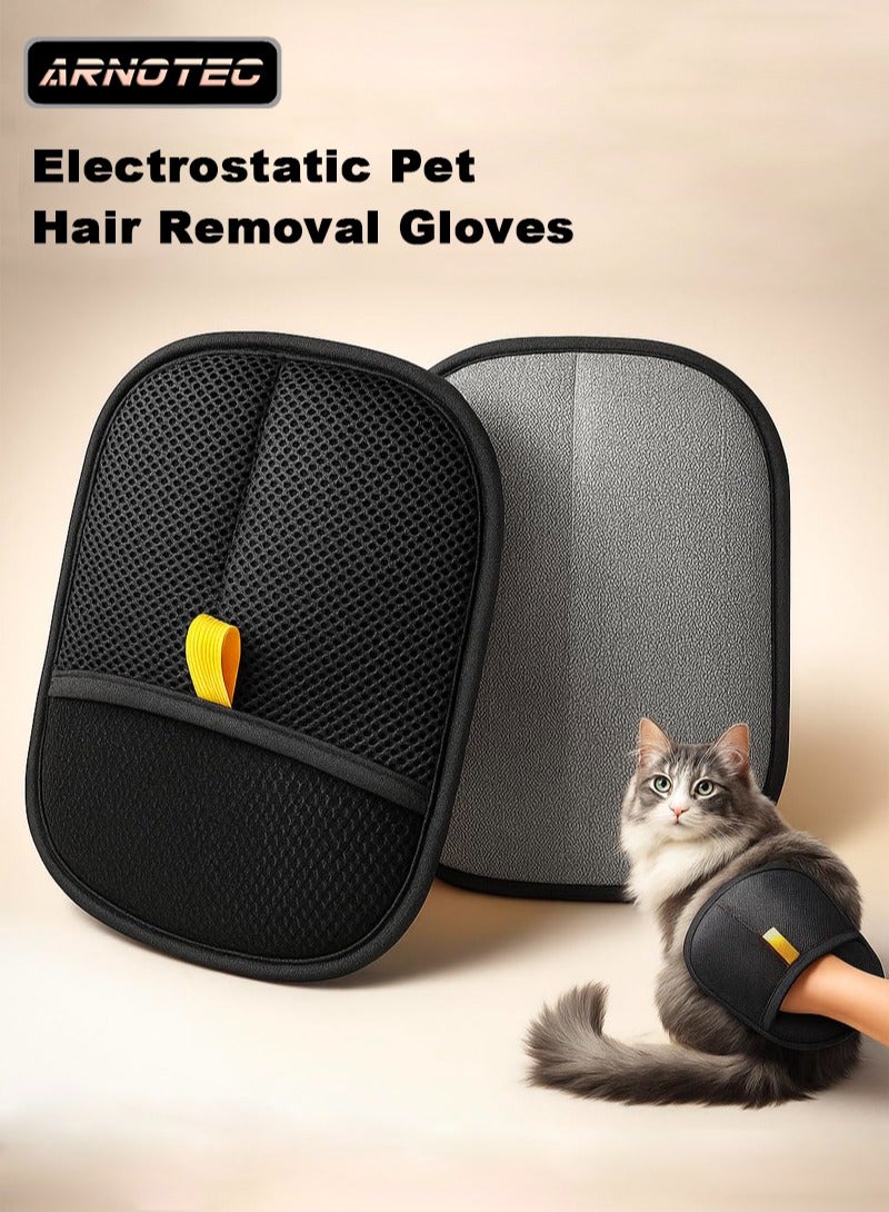 Electrostatic Pet Hair Removal Gloves | Cat Dog Hair Remover Glove | Reusable Grooming Glove for Pets | Lint and Fur Cleaning Glove for Sofa, Couch & Clothes