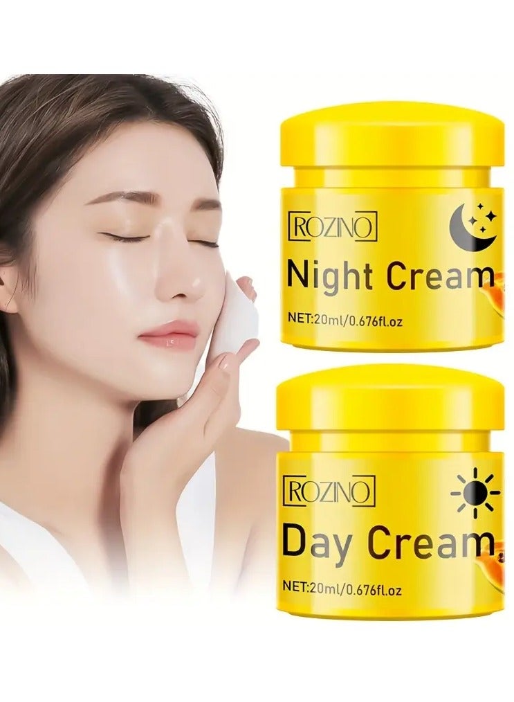 ROZINO Papaya Hydrating Cream Duo - 2pcs, Day & Night Moisturizer with Shea Butter for All Skin Types, Evens Tone & Smooths, Perfect Christmas Gift