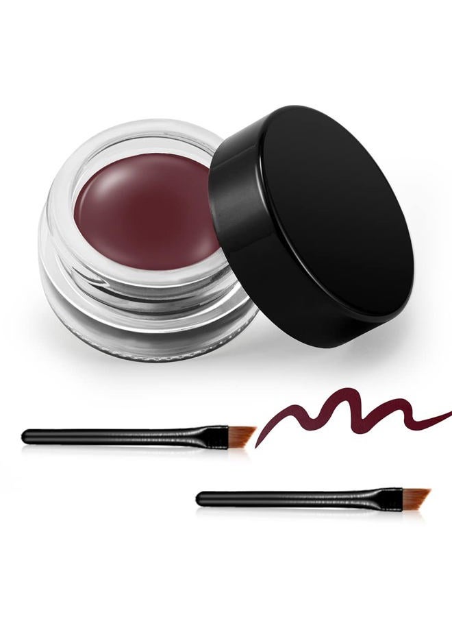 Waterproof Gel Eyeliner, Long Lasting Cream Eyeliner Gel Pot, High-Intensity Pigments Smudge-Proof Eye Liner Makeup, Water-Resistant Eyeliner with 2PCS Brushes 07# Dry Rose