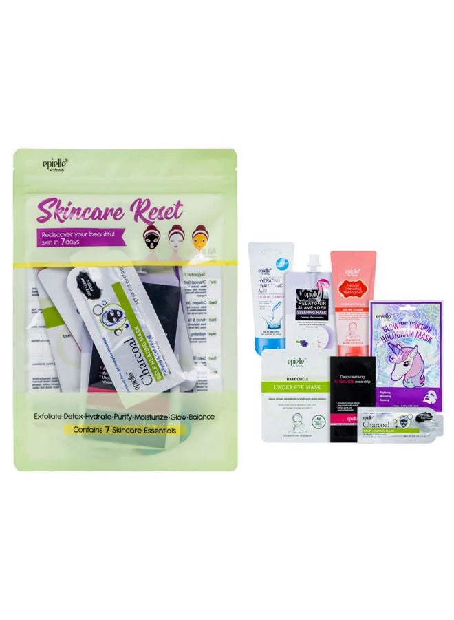 Skincare Reset 7-Day Kit, Korean Beauty, Korean Skincare, All in one Kit, Gift Set, Beauty Gift, Spa Day, Easter Gifts (Pack of 1, Skincare Reset 7-Day Kit)