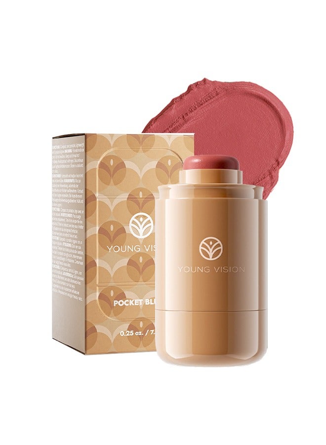 Pocket Blush, Long Lasting Smooth Lipstick Blush Stick, Matte Highly Chroma Blusher Paste, Waterproof Blusher Cream - #05