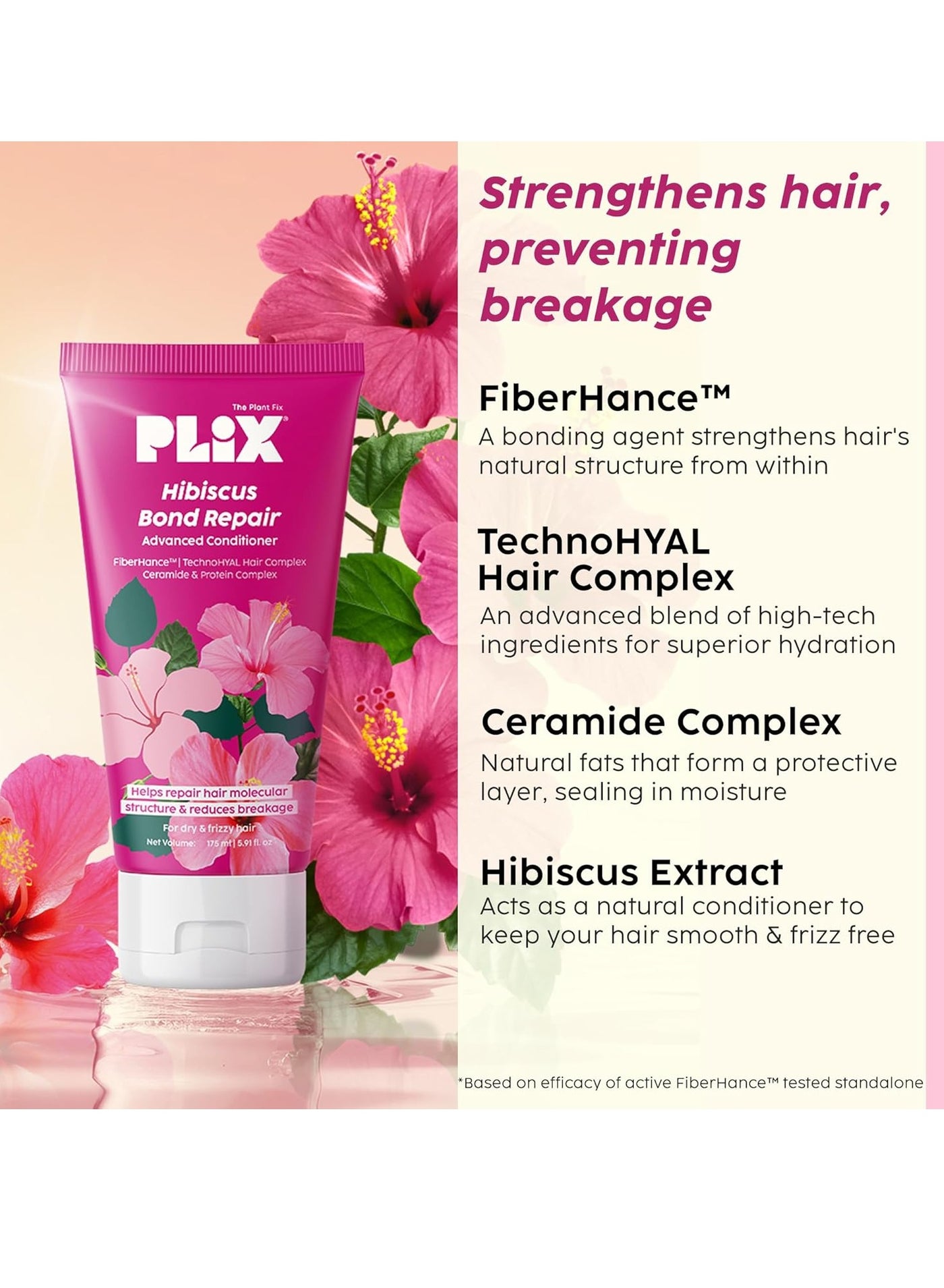 Hibiscus Bond Repair Advanced Conditioner Repairs Hair Molecular Structure & Reduces Breakage with FiberHance™ & TechnoHYAL Hair Complex 175ml - image 4