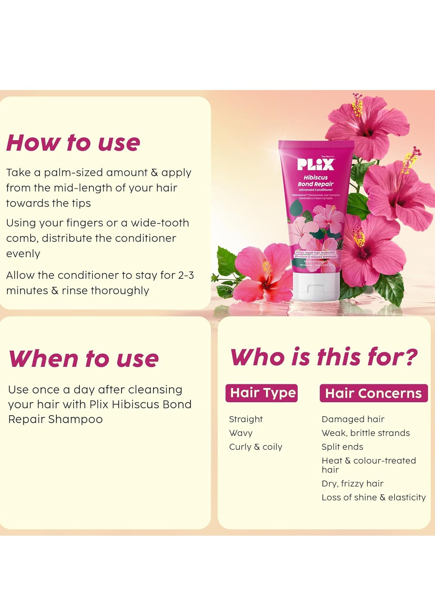 Hibiscus Bond Repair Advanced Conditioner Repairs Hair Molecular Structure & Reduces Breakage with FiberHance™ & TechnoHYAL Hair Complex 175ml - image 5