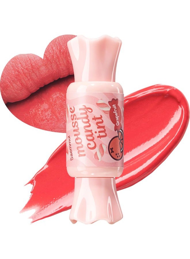 Saemmul Mousse Candy Tint #4 Grapefruit Mousse - High Pigment Matte Finish Long Lasting Lip Stain with Honey Extracts to Hydrate Lips - Weightless & Smudge-Proof, 0.3 fl.oz.