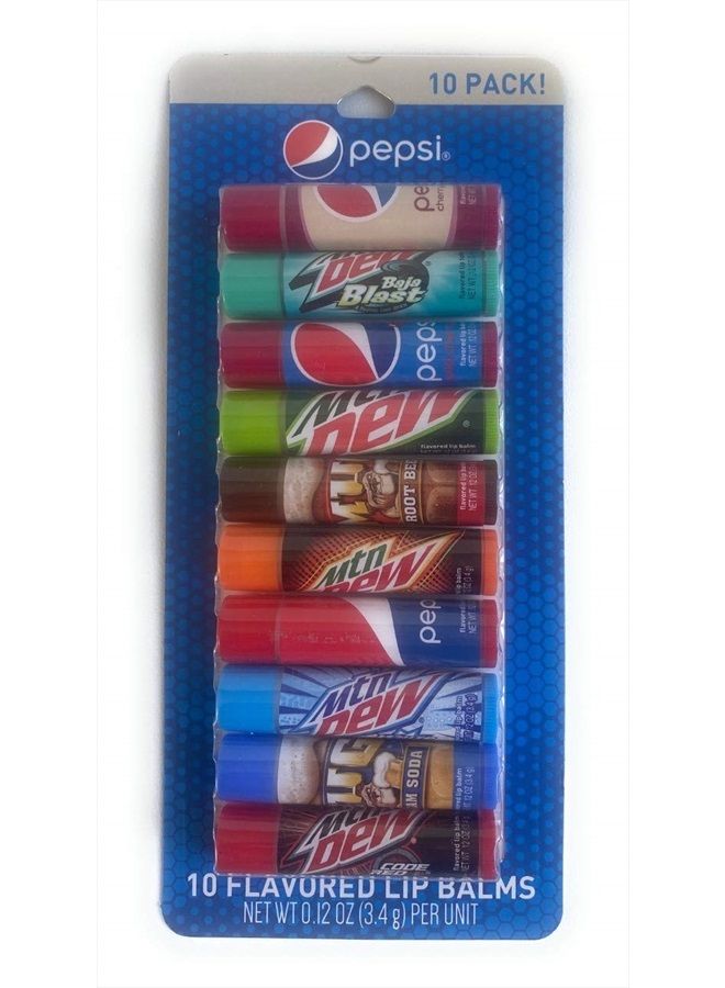 Pepsi 10 Flavored Lip Balms (Pack of 1)