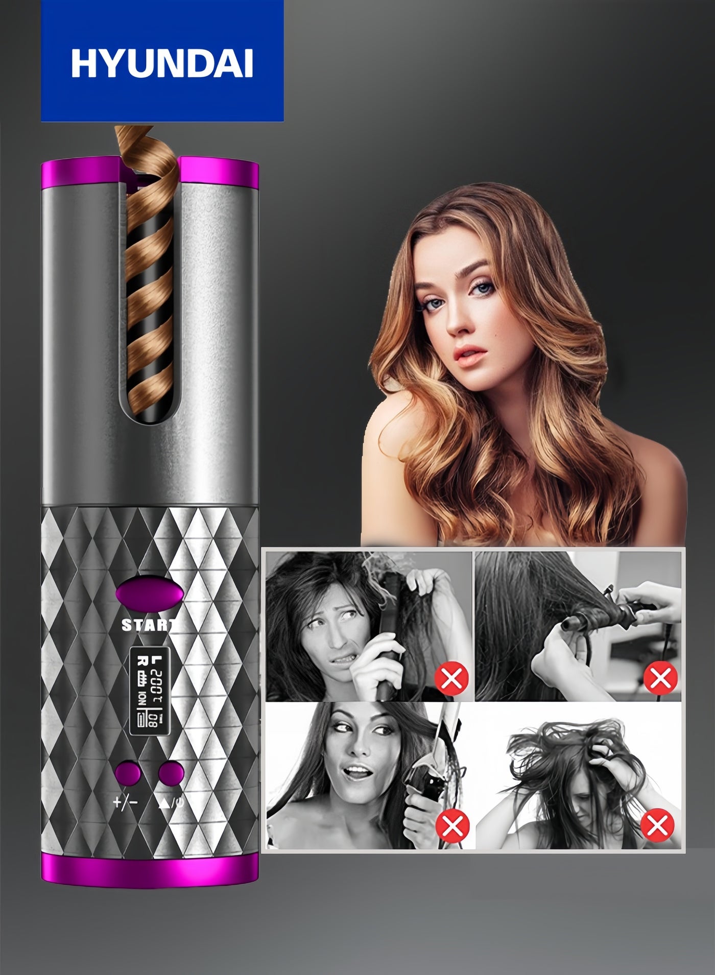 Mini Travel Wireless Hair Curler, Portable Automatic Curling Iron, Compact & Cordless with 3000mAh Battery, Anti-Scald Safe for Beginners, Creates Long-Lasting Beach Waves & Tight Curls, USB C Rechargeable Styling Tool for On-the-Go