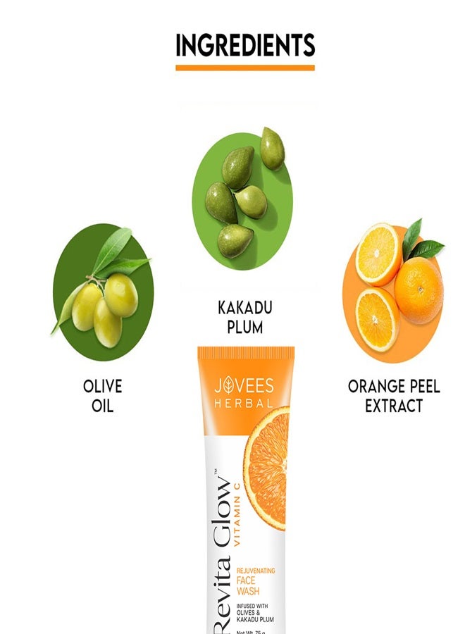 Jovees Herbal Revita Glow Vitamin C Face Wash 75g | With Kakadu Plum & Olives | Brightens & Hydrates Skin, Reduces Pigmentation | For All Skin Types - image 5