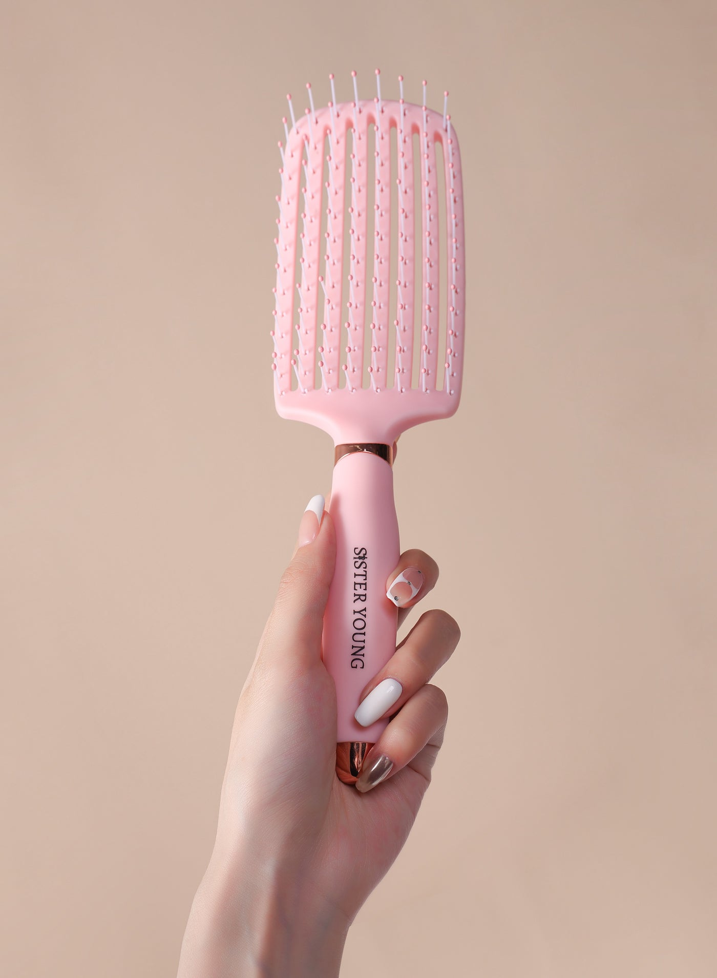 Sister Young OVIA Soft Nylon Pin Detangler Hair Brush (Pink)
