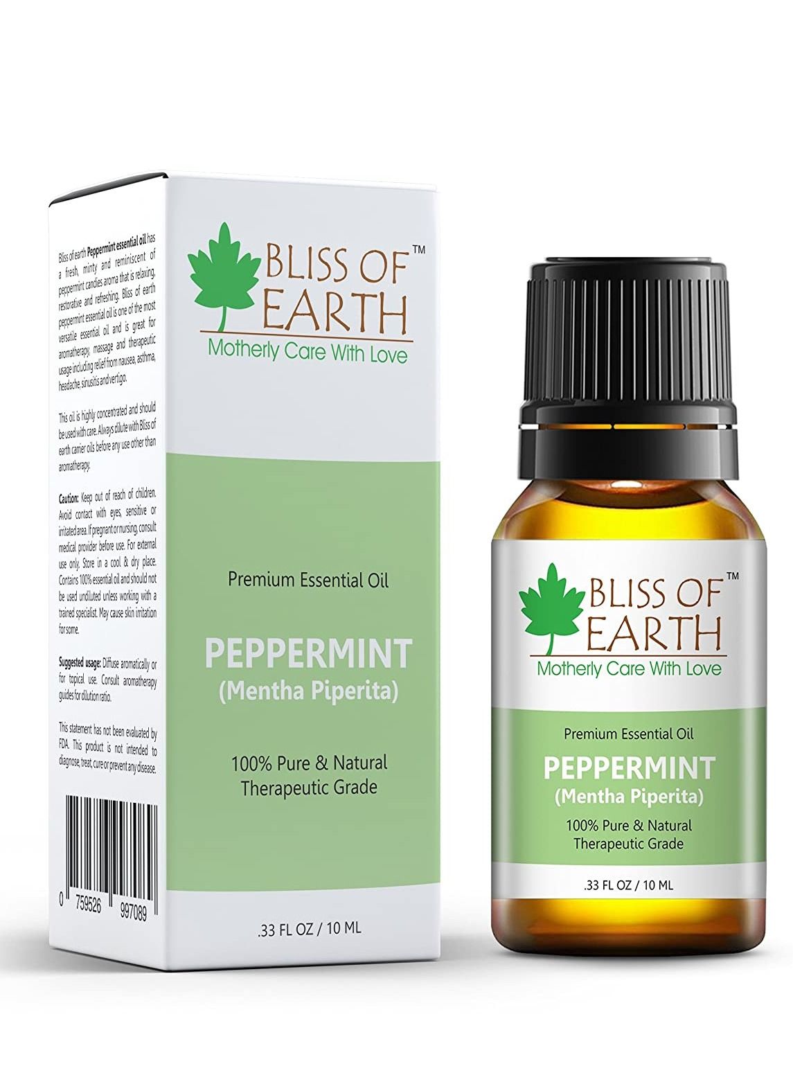 Peppermint Essential Oil, 100% Pure Steam Distilled Oil, 10ml