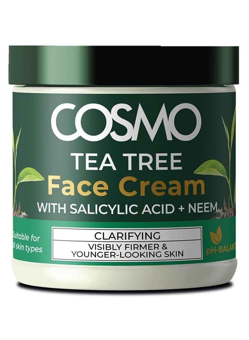 Cosmo Clarifying Tea Tree Foaming Face Cream 125ml, Paraben Free, Visibly Firmer & Younger-looking Skin for Men and Women, for Daily Use.