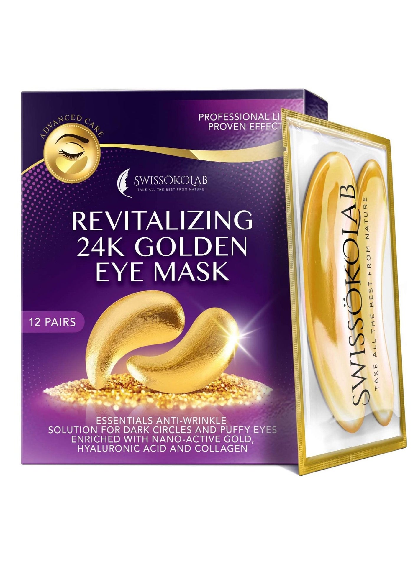 Gold eye mask for puffy eyes and dark circles