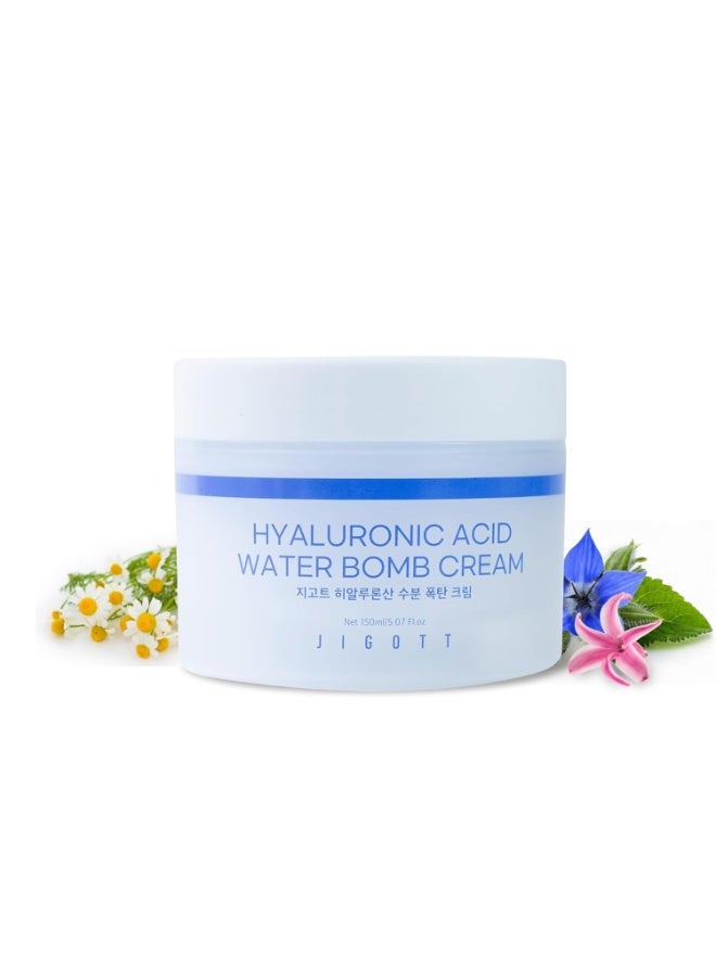 Jigott Hyaluronic Acid Water Bomb Cream Net 150 ml/5.1 fl.oz - Refreshing and Moisturizing Without Any Stickiness (Hyaluronic Acid)