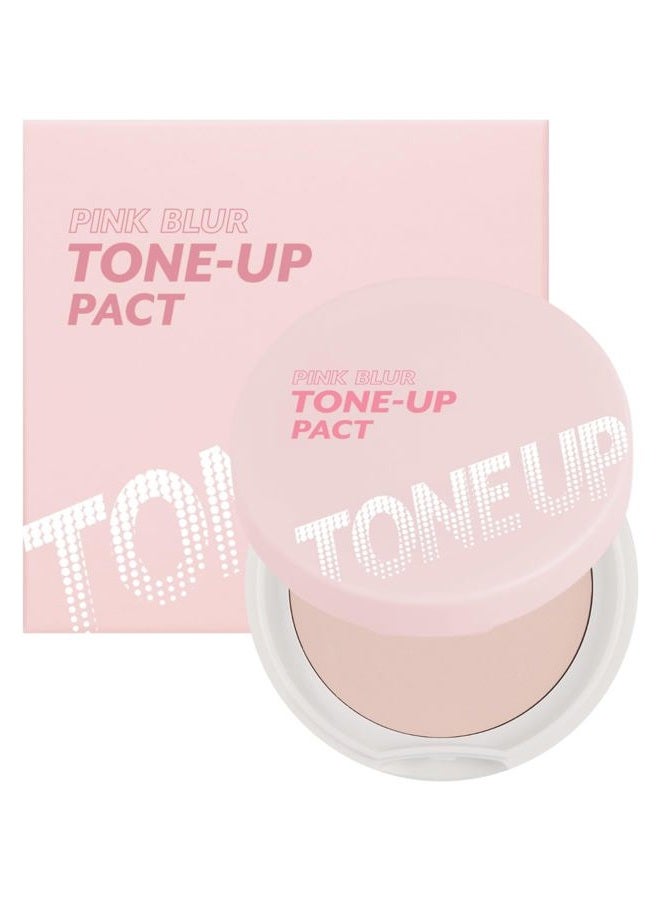 Compact - Tone-up Pact | Korean Pressed Setting Powder for Pink Blur Effect, with Calamine, Mattify Skin, Makeup Foundation, Translucent Compact, Oily Skin, Natural Coverage, 0.35 Oz