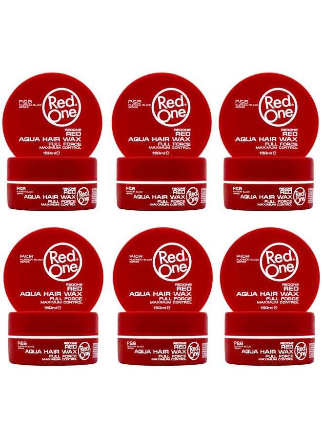 RedOne Aqua Hair Wax Maximum Hold Full Force Hair Gel, 150ml (6 pack) RED