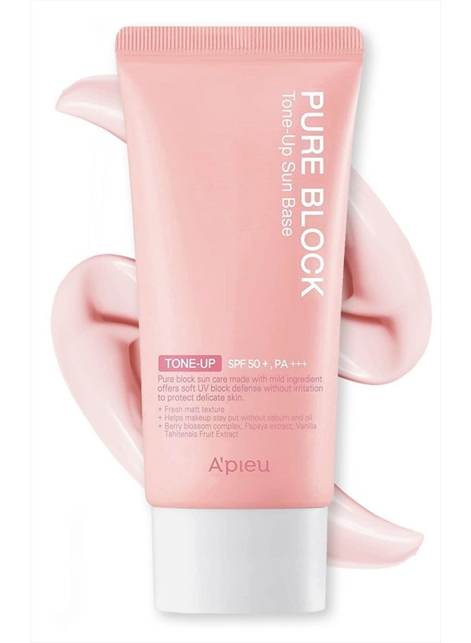 Pure Block Tone Up Sunscreen Base SPF50+/PA+++ 50ml | Tone-Up Reef Safe Korean Sunscreen for Makeup Base