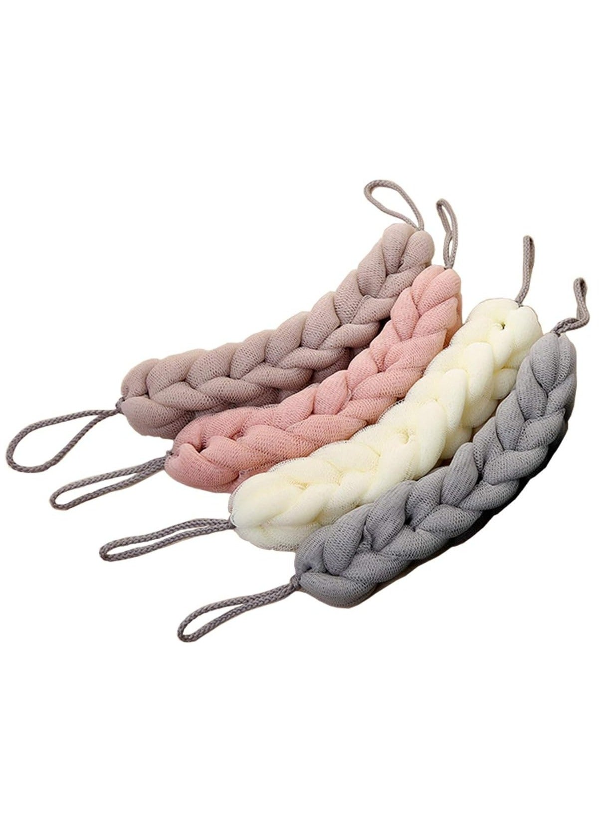 4 Packs Long Stretch Back Sponge with Rope Handles Back Scrubber Bath Shower Mesh Sponge for Men and Women