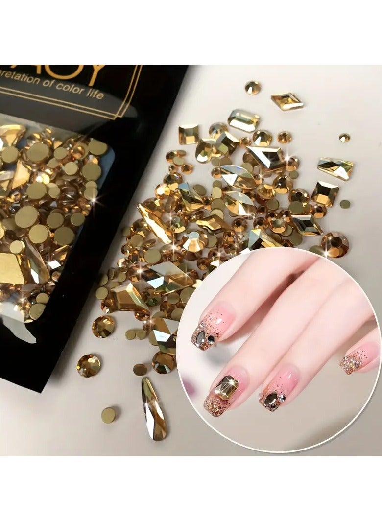 150pc Dazzling Round & 20pc Large Odd Shaped Rhinestones - Premium Flatback cubic zirconia in Black & Blue Moon Glitter - Versatile Nail Art Collection