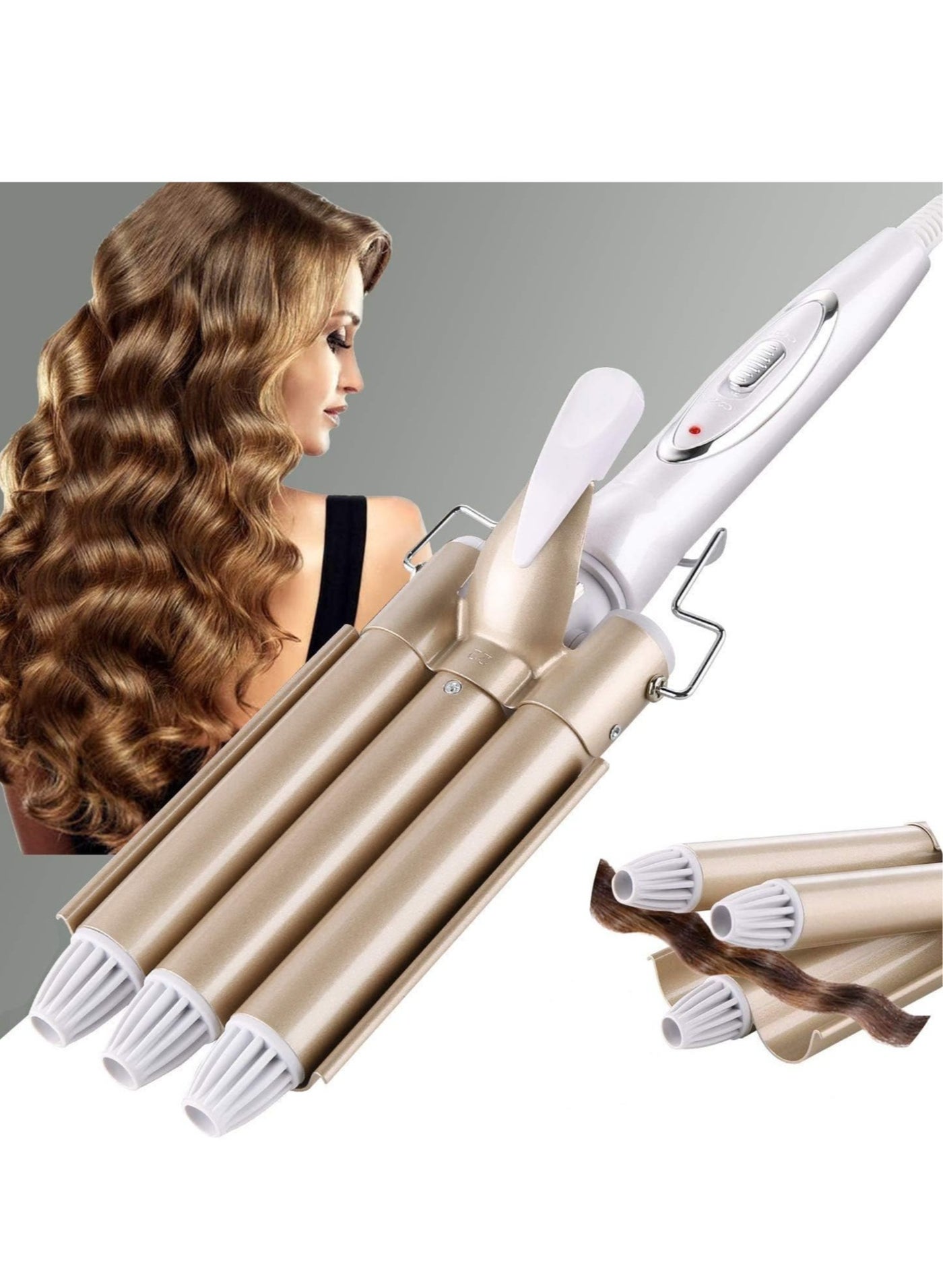 Three Barrel Curling Iron Wand Hair culer hair wave hair iron Ceramic Tourmaline Triple Barrels, Dual Voltage Crimp