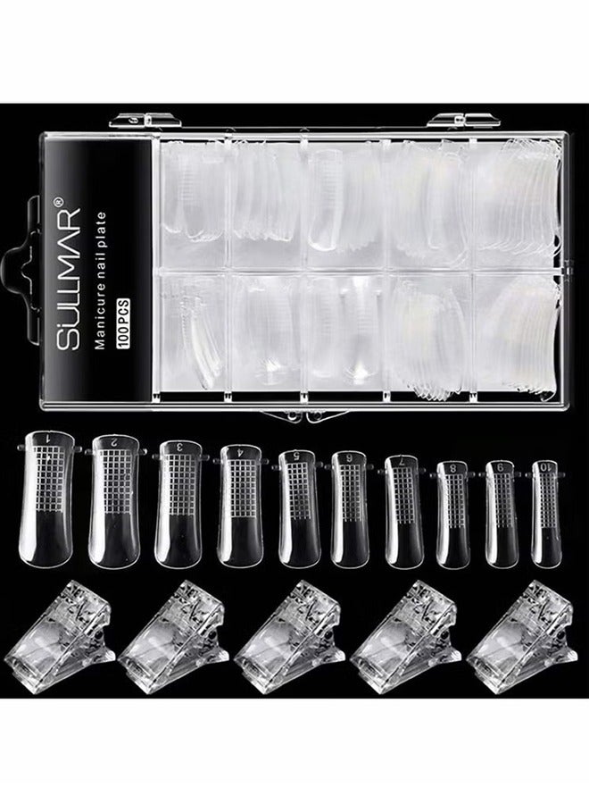 Poly Gel Quick Building Nail Tips Clip, with 100 Pcs Nail Moulds for Quick Building Polygel Nail Extension Set Extension Clip Clamp Extension UV LED Builder DIY Manicure 10 Pcs