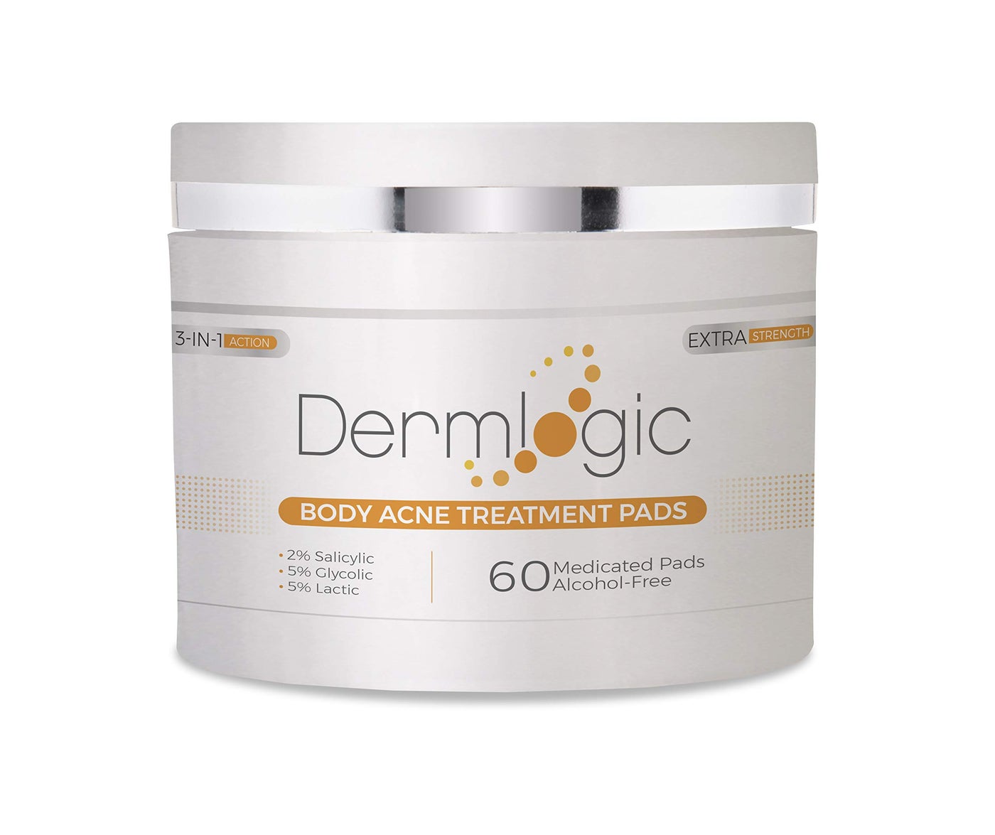 Dermlogic Acne Treatment Pads-Contains Glycolic, Lactic, Salicylic Acid. Eliminates Oily Skin, Clogged Pores & Cystic Breakouts. Removes Dark Spots, Whitehead & Blackhead Pimples for Face & Body.