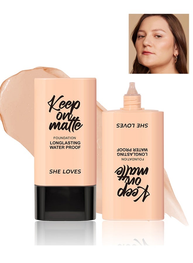 Flawless Matte Liquid Foundation，Keep On Matte Longlasting Waterproof Makeup Liquid Foundation Feels Lightweight And Comfortable Buildable A Flawless Natural Looking, Concealer Foundation To Cover Redness  #03 Warm Peach