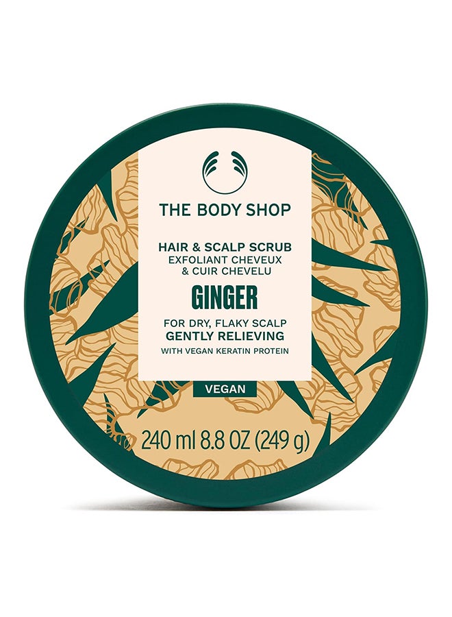 Ginger Hair & Scalp Scrub for Dry, Flaky Scalp | Exfoliating Scalp Treatment with Crushed Walnut & Coconut Shells | Removes Build-Up & Relieves Dryness | Vegan, 240ml