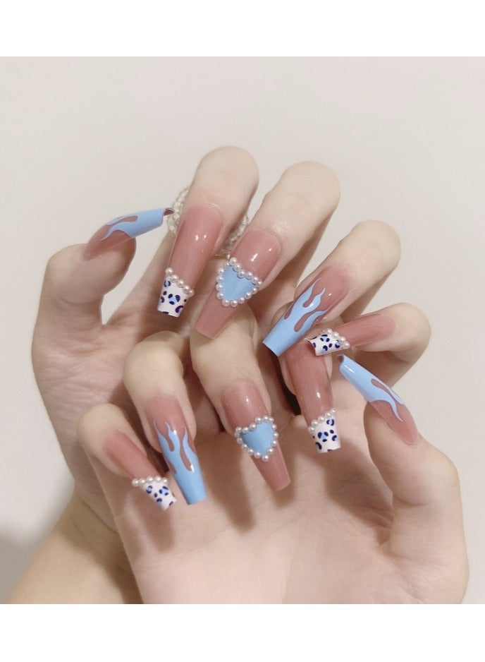 24 Piece Press On Nail,Fashionable And Elegant,Manicure Wearable Fake Nail Stickers Removable Finished Nail Accessories,Fake Acrylic Nails With Kit.