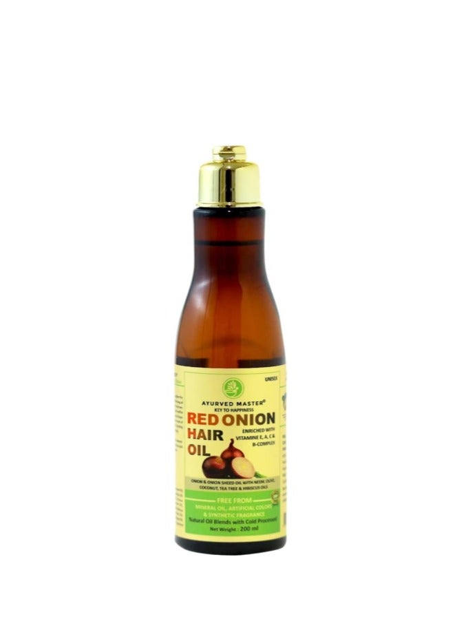 Ayurved Master Red Onion Bio Hair Oil For Hair Deep Nourishment, Hair Growth and Hair Fall Control With Neem, Black Seed, Coconut and Tea Extracts - 200ml