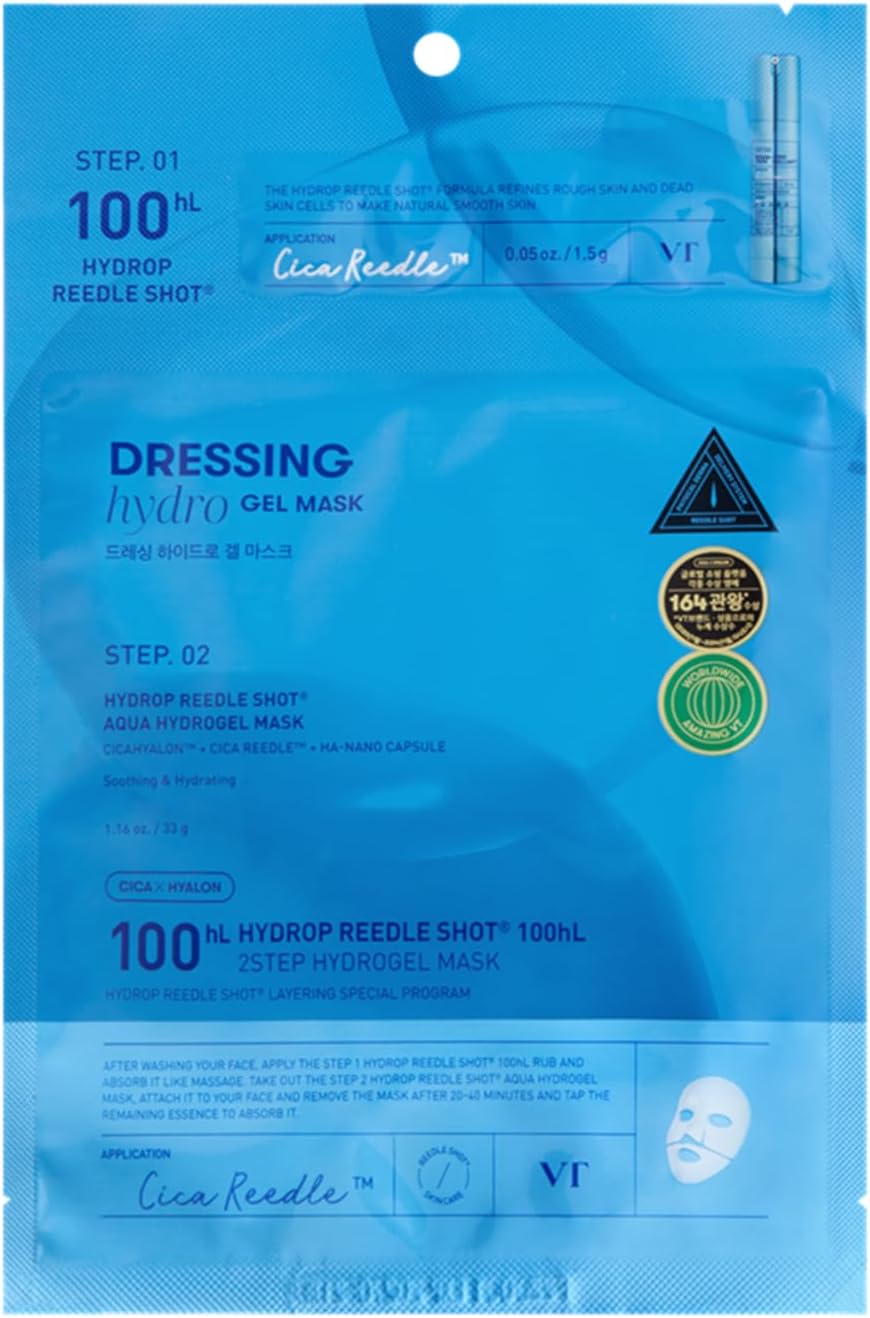 Hydrop Reedle Shot 100 2-Step Hydrogel Mask 4ea | Deep Hydrating Micro-Needling Mask for Moisture Boost & Skin Barrier Care
