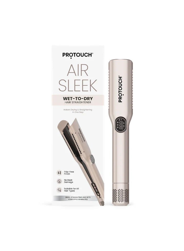 Protouch Air Sleek 2-in-1 Hair Straightener, Instant Drying, Smooth Styling, Zero Heat Damage