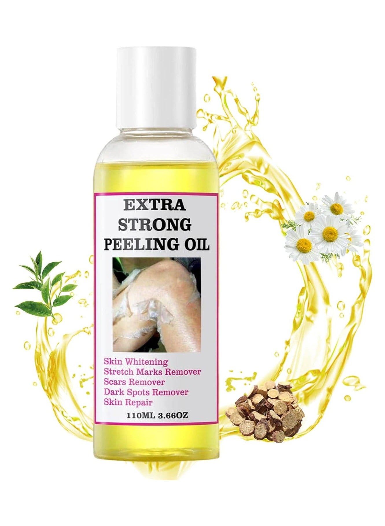Extra Strong Yellow Exfoliating Oil, 110 ml Exfoliating Oil for Dark Skin Natural Spots Whitening Yellow Peeling Oil, Exfoliating Exfoliating Solution for the Body Brightening Callus, Elbows, Knees,