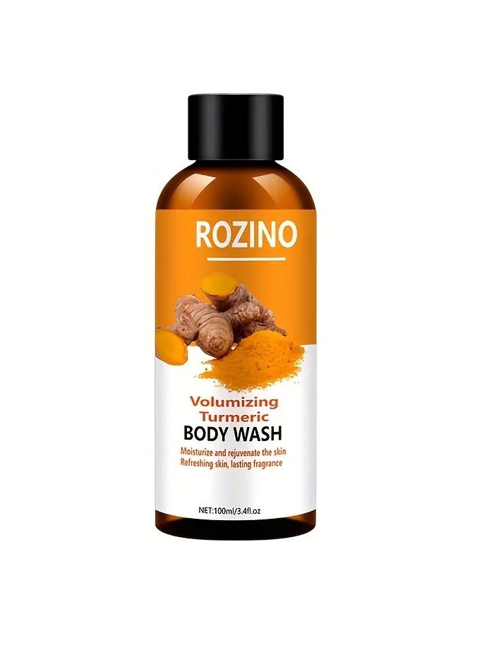 ROZINO Volumizing Turmeric Body Wash: Moisturize And Rejuvenate The Skin with a Refreshing, Lasting Fragrance. Suitable for All Skin Types. 100Ml/3.4Fl.Oz.