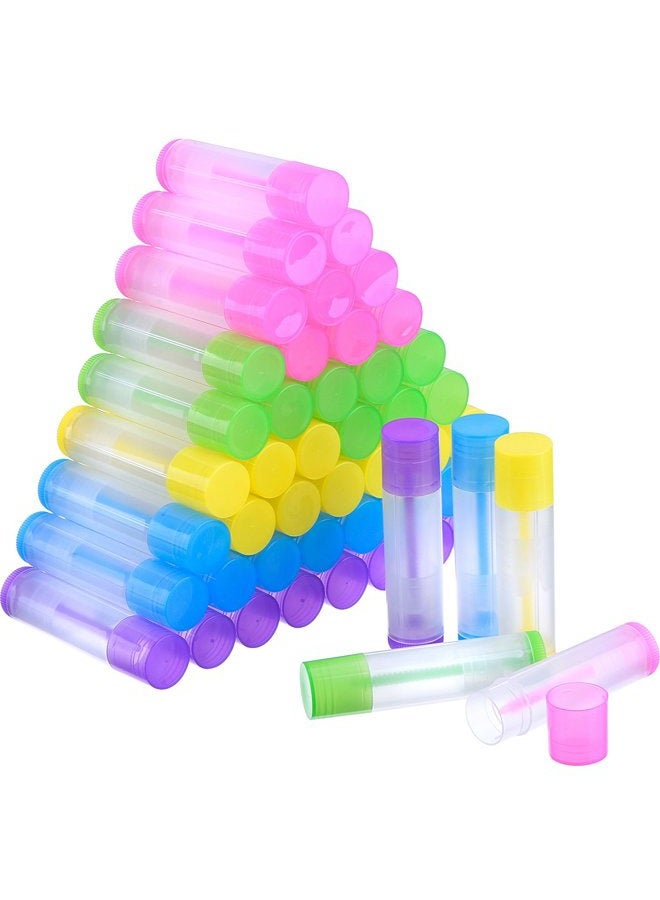 eBoot 50 Pieces Lip Balm Empty Container Clear Tubes with Twist Bottom and Top Cap, 3/16 Oz (5.5 ml) (Multicolor)