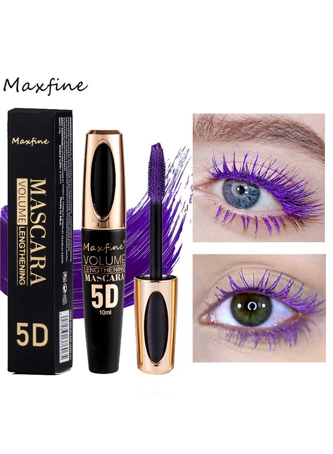 Mascara Volume Lengthening，5D Silk Fiber Mascara with Folding Eyelash Comb Brush,Liquid Colored Mascara Lash Extensions,Waterproof, Sweat-proof, Non-blooming, Long and Multi-color Base#05
