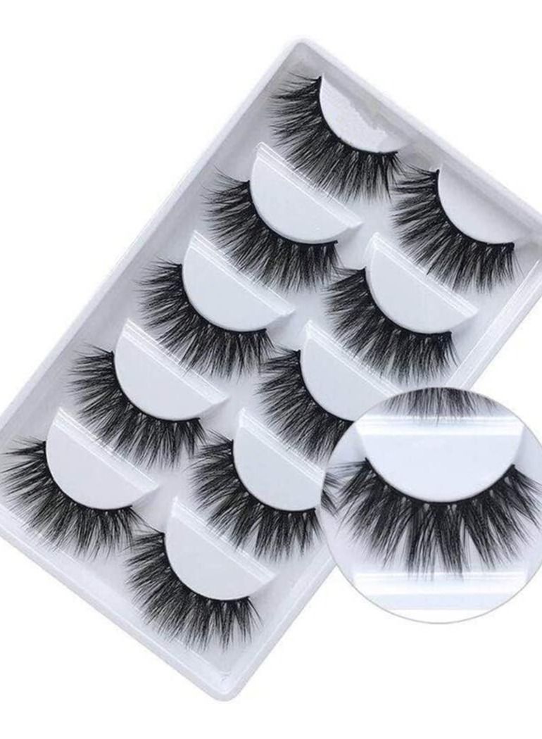 ORiTi False Eyelashes, 5 Pairs 3D Natural Fluffy Fake Lashes, Hand-made Dramatic Thick Crossed Cluster Fake Eye Lashes,Reusable Soft Long Lashes Pack for Makeup (F810)