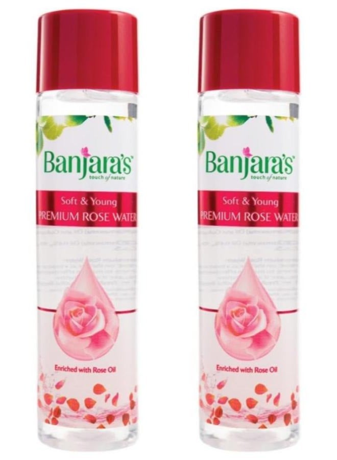 Premium Rose Water Soft & Young Enriched with Rose Extract Pink 120 ml 2 Pcs