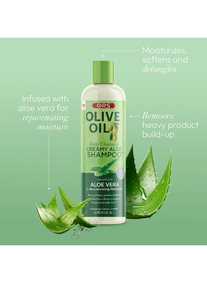 Olive Oil Deep Cleansing Creamy Aloe Shampoo infused with Aloe Vera for Rejuvenating Moisture 370 ml