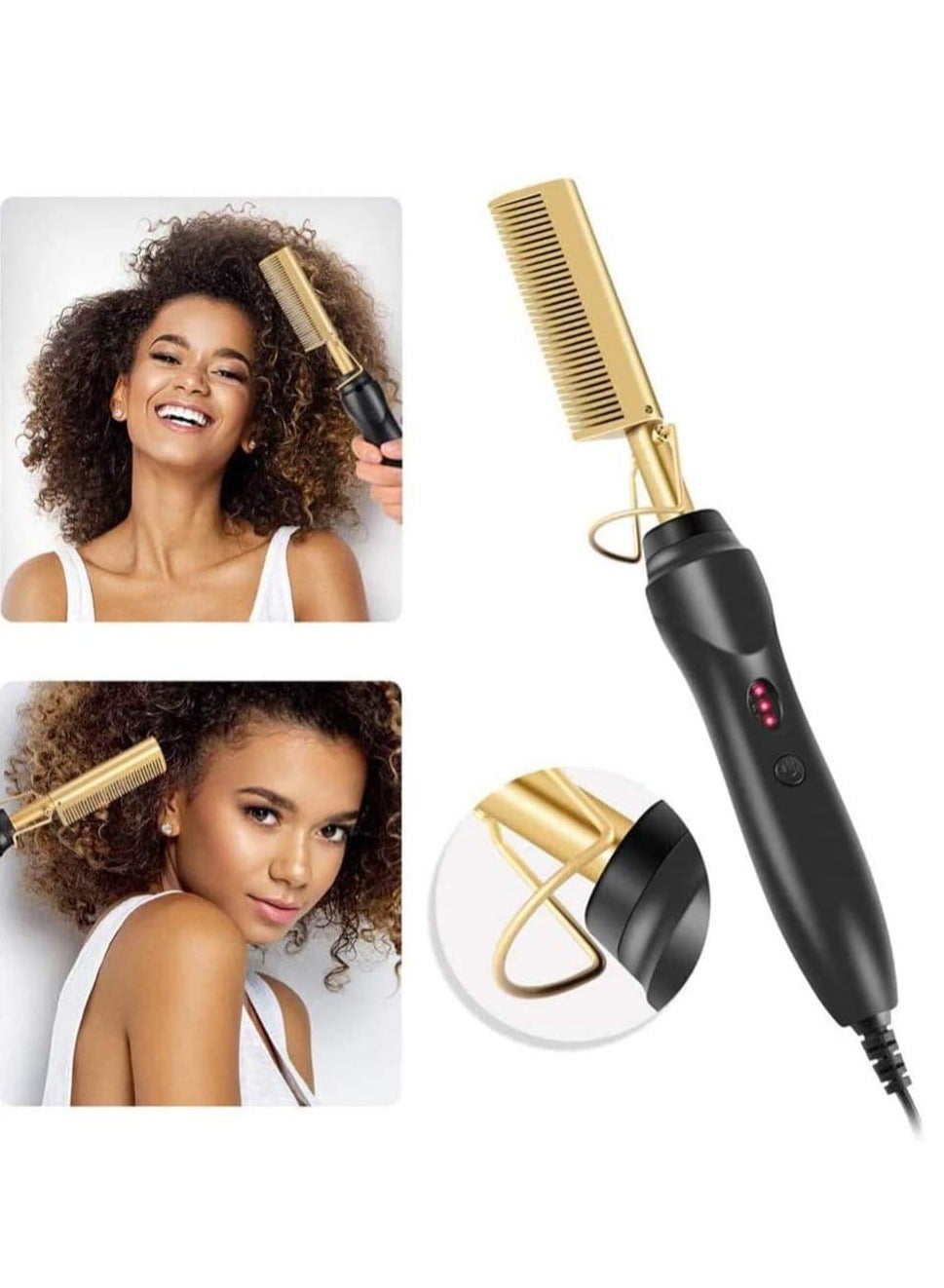 2 in 1 Hot Comb Straightener Electric Hair Straightener Hair Curler Wet Dry Use Hair Flat Irons Hot Heating Comb For Hair